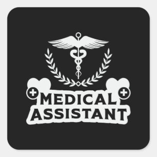 Pegatina Cuadrada Auxiliar médico Médica Enfermera de Medicina Graci