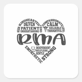 Pegatina Cuadrada Auxiliar médico registrado, rma