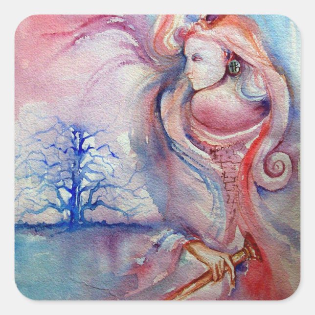 Pegatina Cuadrada AVALON / magia y misterio (Anverso)