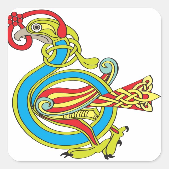 Pegatina Cuadrada Ave Celta (Anverso)