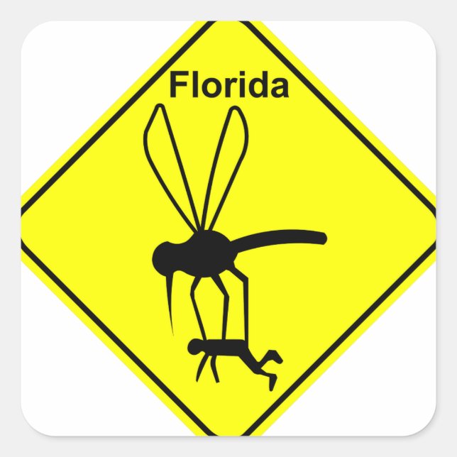 Pegatina Cuadrada Ave del estado de Florida al mosquito (Anverso)