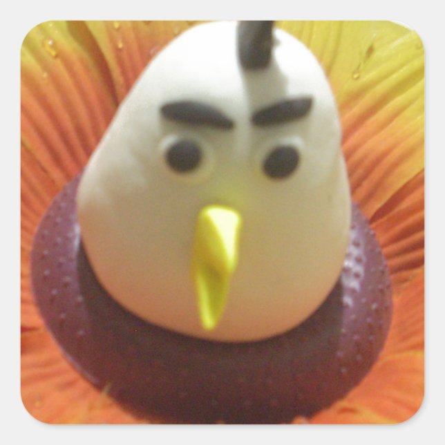 Pegatina Cuadrada Ave esculpida en la imagen de arte de girasol (Anverso)