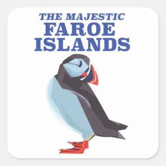Pegatina Cuadrada Ave Puffin de las Islas Feroe