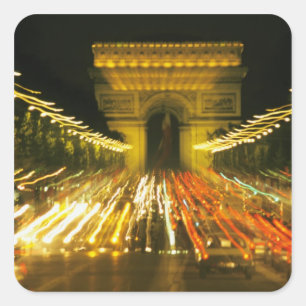 Pegatina Cuadrada Avenida de los Campos Elíseos, Arco del Triunfo,