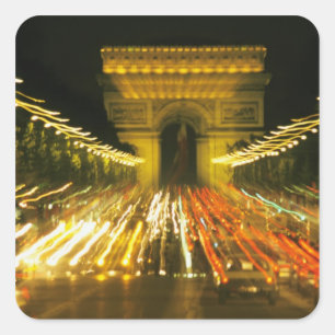 Pegatina Cuadrada Avenida de los Campos Elíseos, Arco del Triunfo,