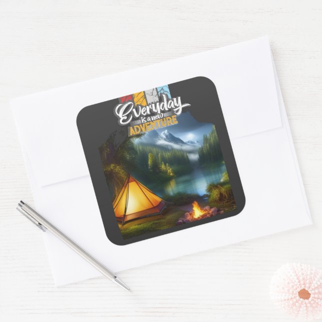 Pegatina Cuadrada Aventura (Sobre)