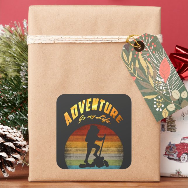 Pegatina Cuadrada Aventura a la vida moderna (Vacaciones)