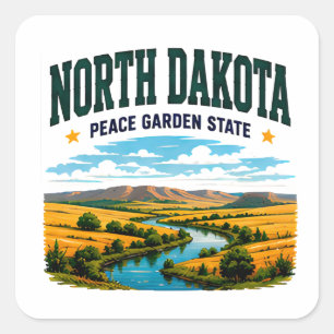 Pegatina Cuadrada Aventura de la pradera de Dakota del Norte
