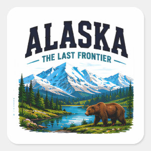Pegatina Cuadrada Aventura de la última frontera de Alaska