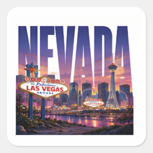 Pegatina Cuadrada Aventura del paisaje desértico de Nevada Las Vegas