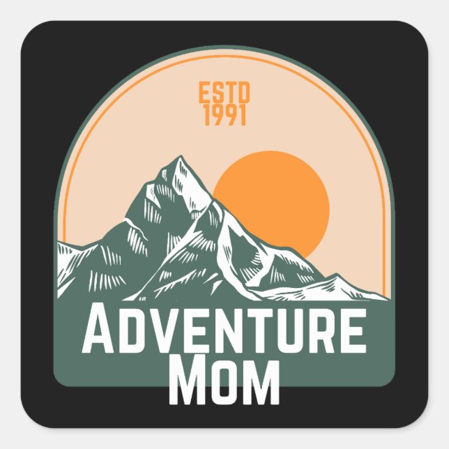Pegatina Cuadrada Aventura Mamá (Anverso)