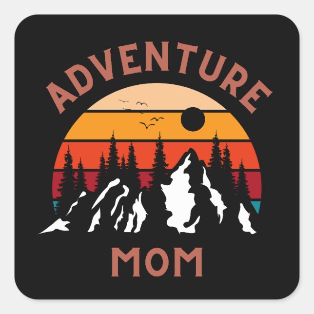 Pegatina Cuadrada Aventura Mamá (Anverso)