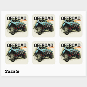 Pegatina Cuadrada Aventura todoterreno 4 X 4 Gráfico Rock Crawler