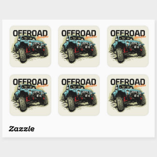 Pegatina Cuadrada Aventura todoterreno 4 X 4 Gráfico Rock Crawler