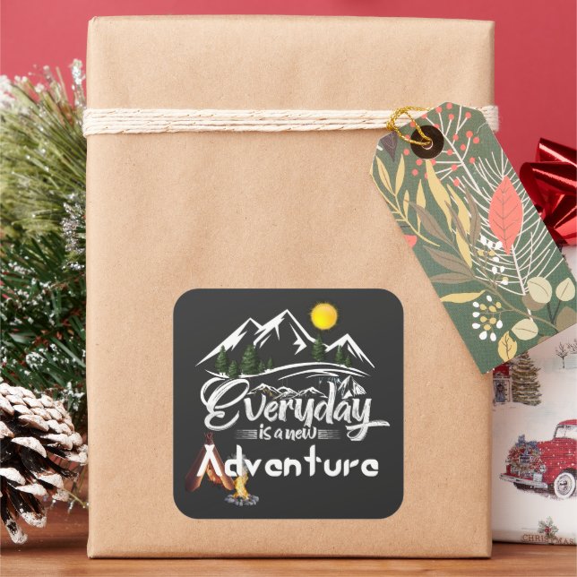 Pegatina Cuadrada Aventurándose hoy (Vacaciones)