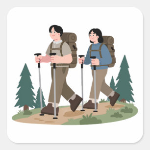Pegatina Cuadrada Aventuras de Camping Modernas vibraciones de mon