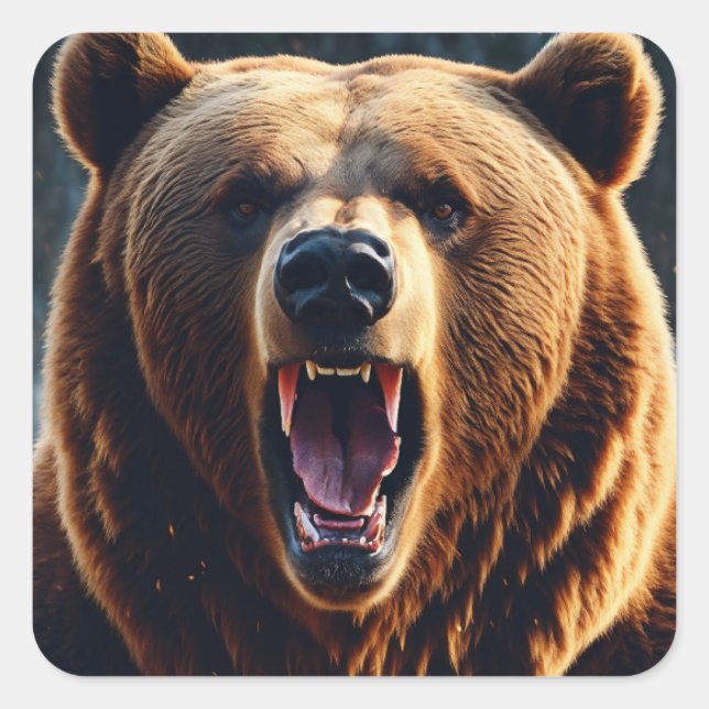 Pegatina Cuadrada Aventuras del oso acogedor (Anverso)