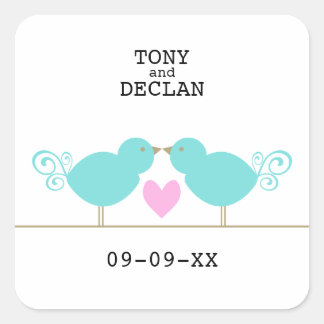 Pegatina Cuadrada Aves Azules Cute Pegatinas de fechas especiales