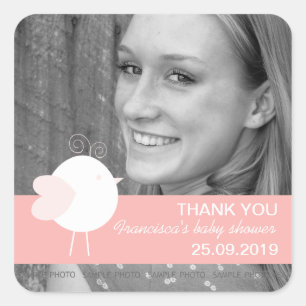 Pegatina Cuadrada Aves bebé personalizadas Baby Shower favorece a lo