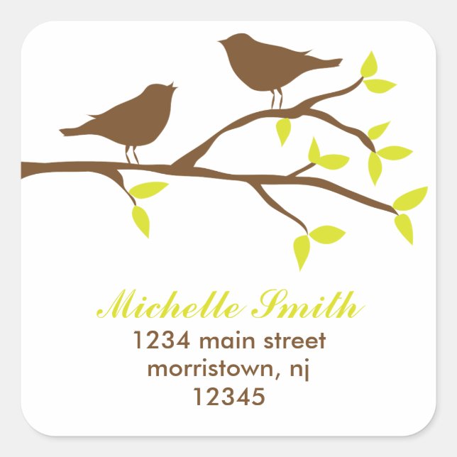 Pegatina Cuadrada Aves de Otoño (Anverso)