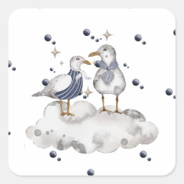 Pegatina Cuadrada Aves de playa