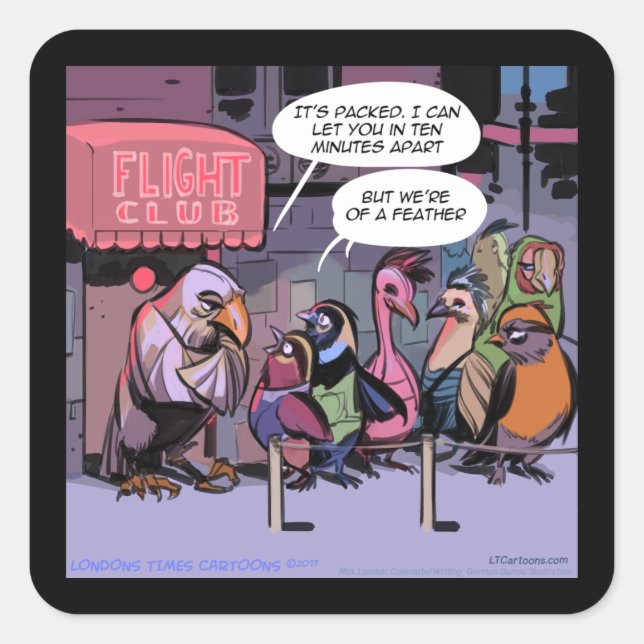 Pegatina Cuadrada Aves Graciosas De Una Pluma (Anverso)