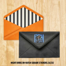 Pegatina Cuadrada Aves nocturnas vigiladas