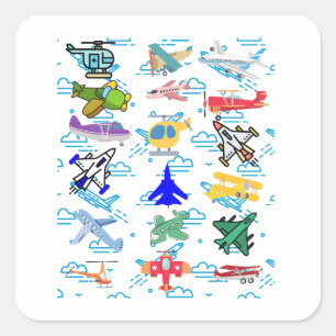 Pegatina Cuadrada Aviación divertida