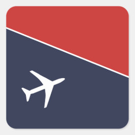 Pegatina Cuadrada Aviación piloto de aviones Funky White