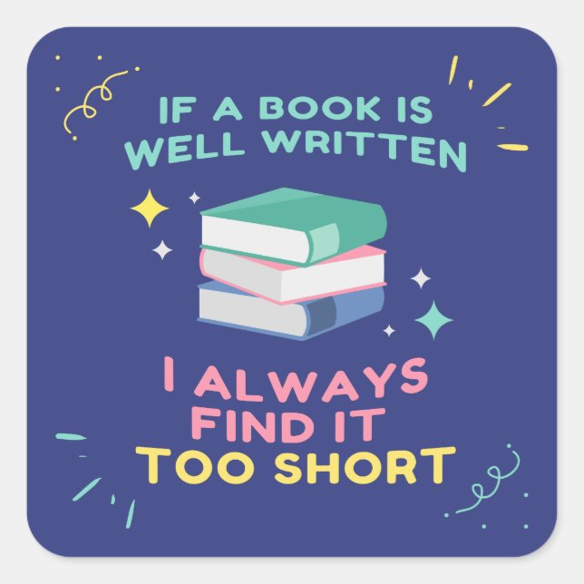 Pegatina Cuadrada Avid Reader I - Cita de Jane Austen (Anverso)