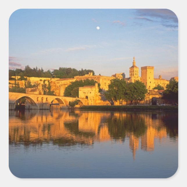Pegatina Cuadrada Aviñón, Vaucluse, Provenza, Francia, Ródano (Anverso)