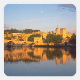 Pegatina Cuadrada Aviñón, Vaucluse, Provenza, Francia, Ródano