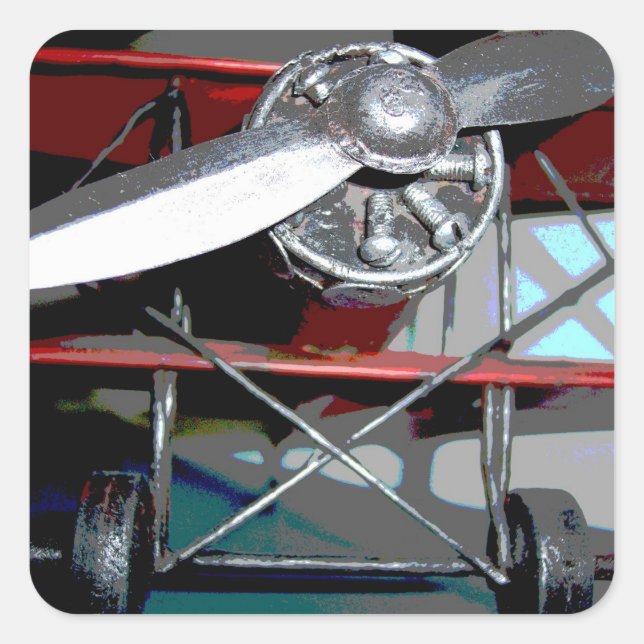 Pegatina Cuadrada Avión 2 (Anverso)