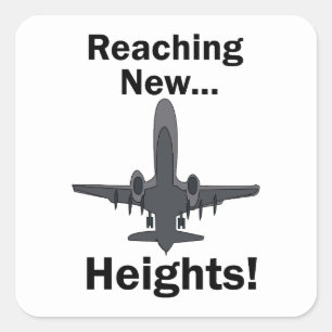 Pegatina Cuadrada Avión alcanzando nuevas alturas cita inspiradora