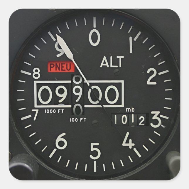 Pegatina Cuadrada Avión Altimeter (Anverso)