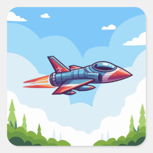Pegatina Cuadrada avión/avión de combate