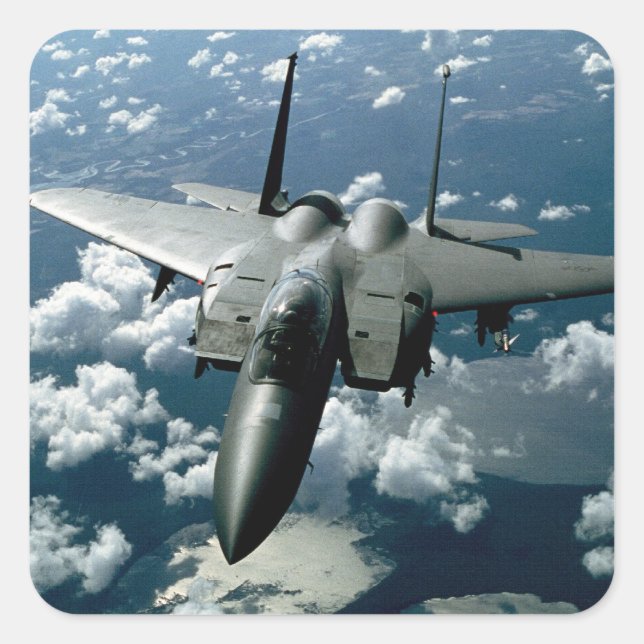 Pegatina Cuadrada Avión de combate (Anverso)