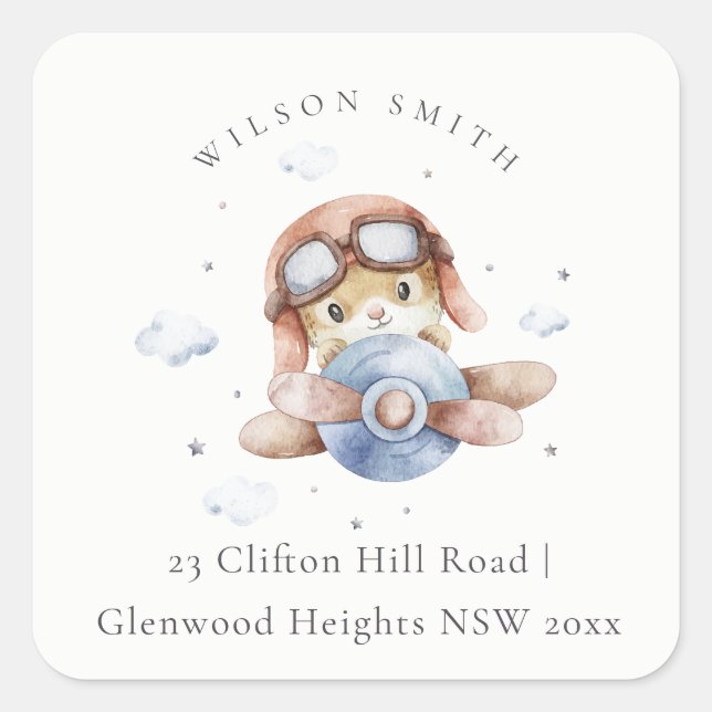 Pegatina Cuadrada Avión de la marina de baja graduación Teddy Cloud  (Anverso)