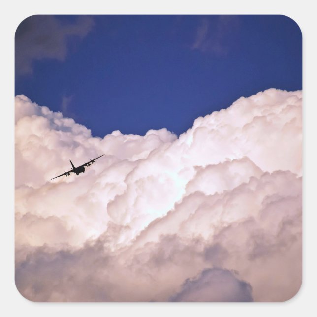 Pegatina Cuadrada Avión de transporte militar por Shirley Taylor (Anverso)