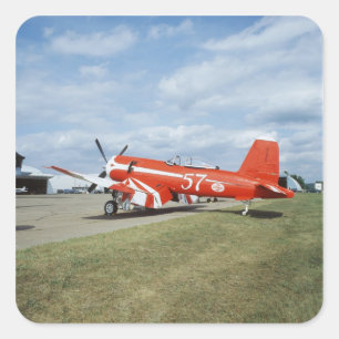 Pegatina Cuadrada Avión F2G-1D Super Corsair en el programa de aire