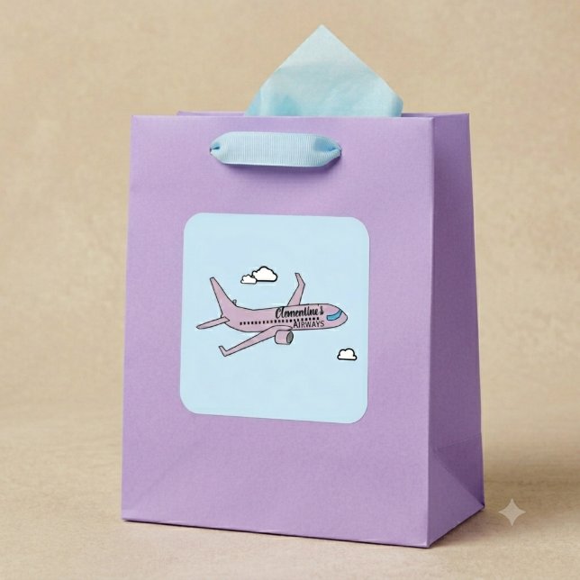 Pegatina Cuadrada Avión personalizable  (Subido por el creador)
