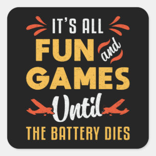 Pegatina Cuadrada Avión RC: Diversión y juegos piloto de divertidos