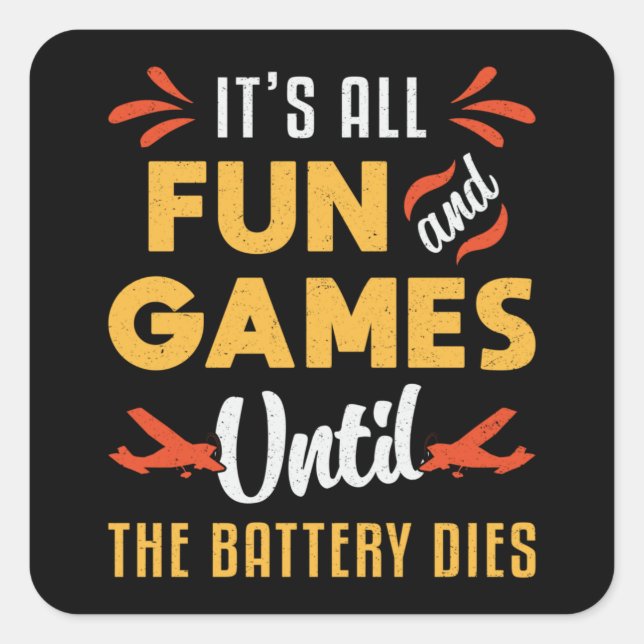 Pegatina Cuadrada Avión RC: Diversión y juegos piloto de divertidos  (Anverso)