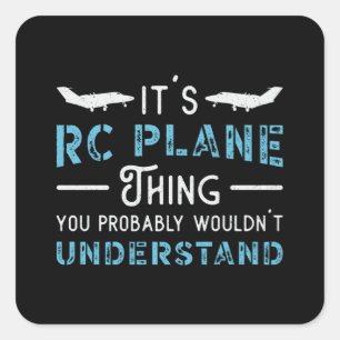 Pegatina Cuadrada Avión RC son divertidos planes RC piloto de activi