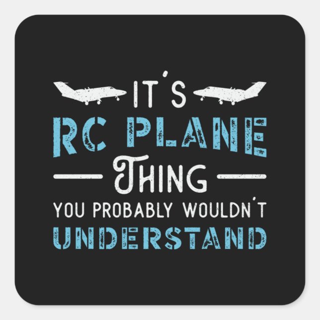 Pegatina Cuadrada Avión RC son divertidos planes RC piloto de activi (Anverso)