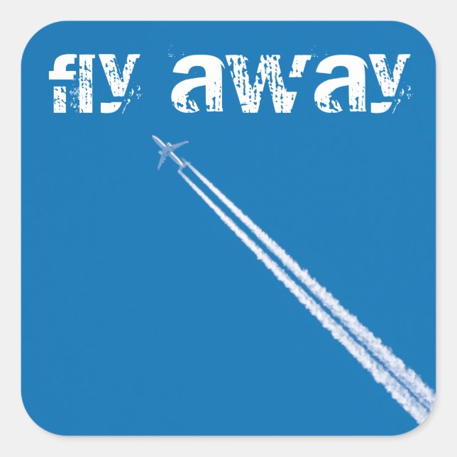 Pegatina Cuadrada Avión volador (Anverso)