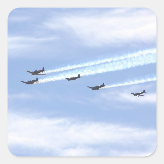 Pegatina Cuadrada Aviones de guerra (Anverso)
