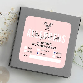 Pegatina Cuadrada Aviso de alergia a la seguridad alimentaria en ros