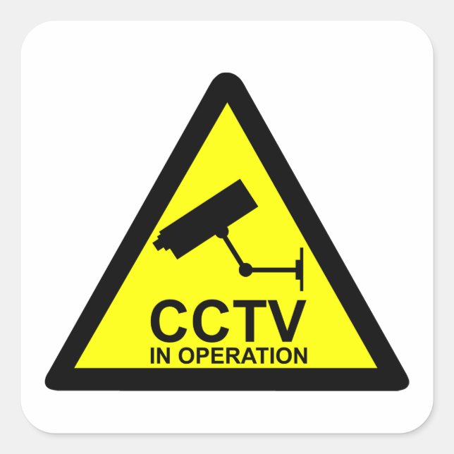 Pegatina Cuadrada Aviso de CCTV (Anverso)