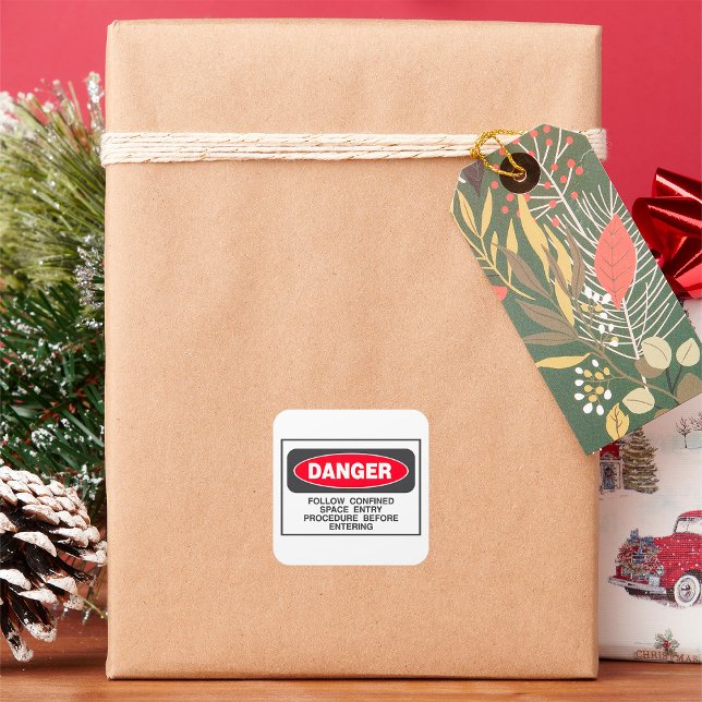 Pegatina Cuadrada Aviso de seguridad de entrada de espacio confinado (Subido por el creador)